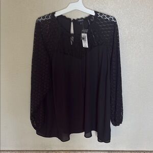 Torrid Black Ruffled Bib Collar Blouse